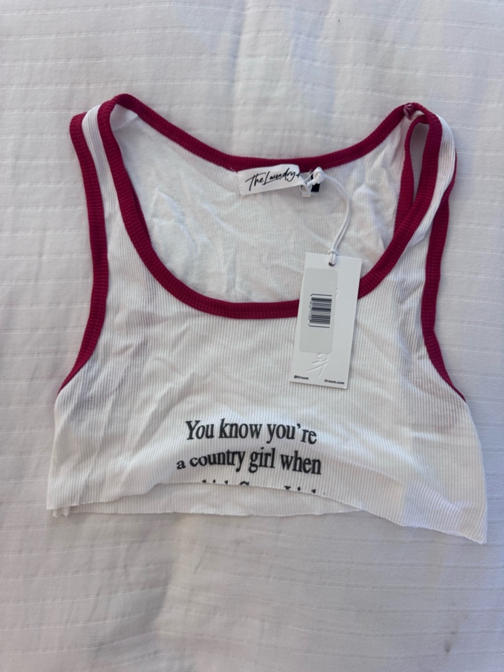 The Laundry Room White Ribbed Crop Tank